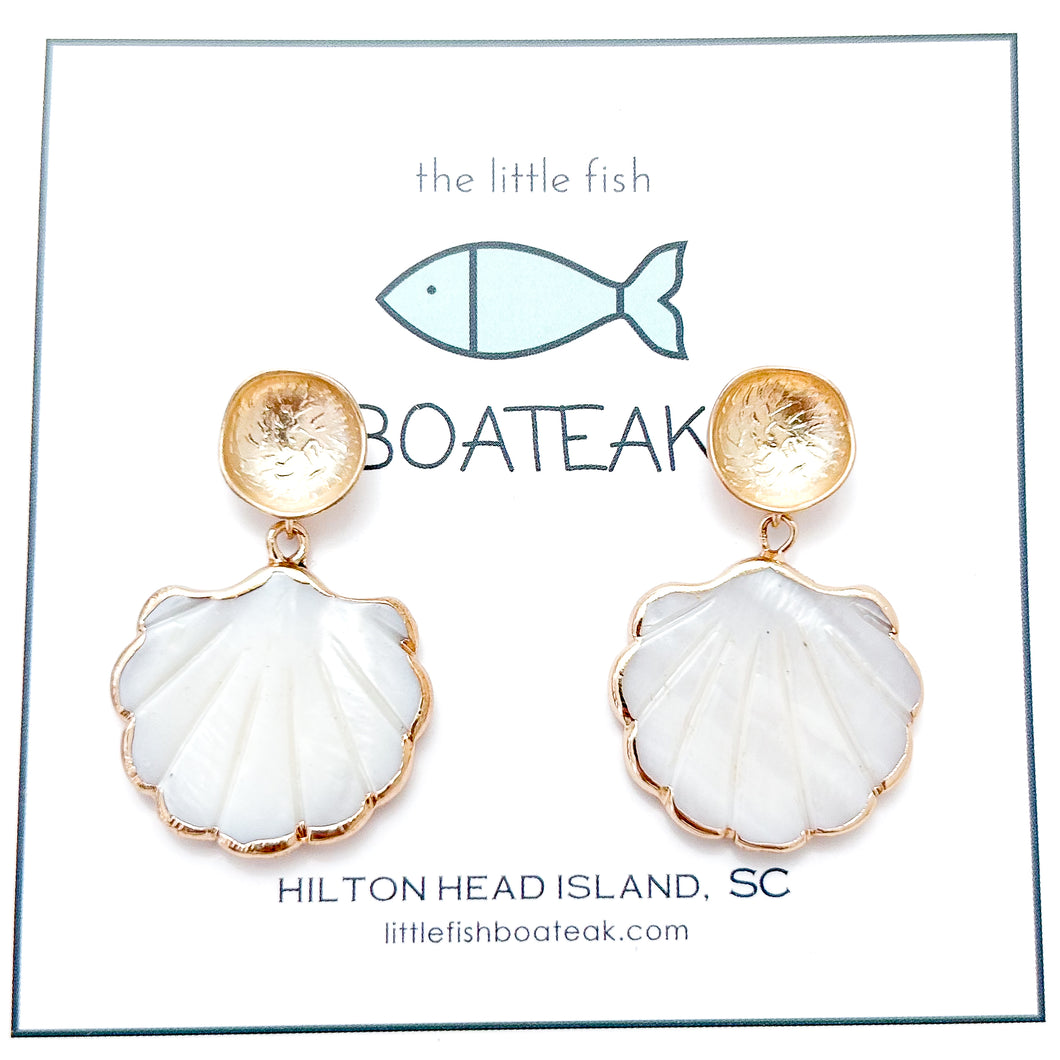 mother of pearl clam shell dangles - post