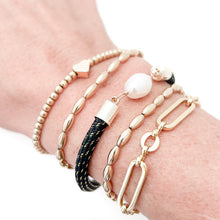 pearl girl bracelet - (black with gold)