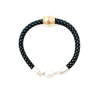 pearl girl bracelet - (black with gold)