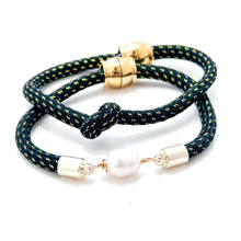 pearl girl bracelet - (black with gold)