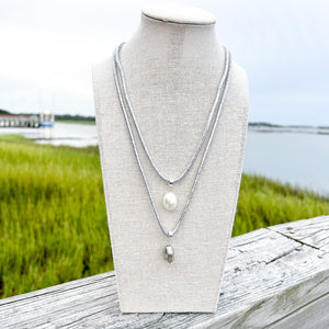 shimmer rope necklace- silver