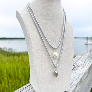 shimmer rope necklace- silver