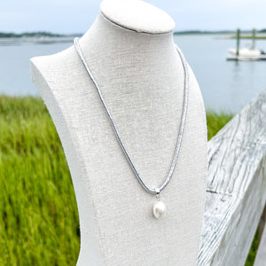 shimmer rope necklace- silver