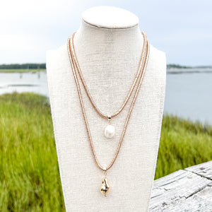 shimmer rope necklace- rose gold