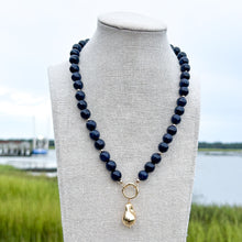 navy sapphire beaded charm necklace