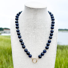 navy sapphire beaded charm necklace