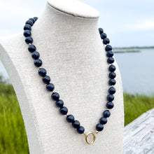 navy sapphire beaded charm necklace