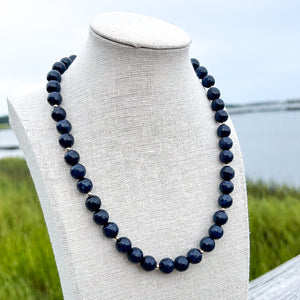 navy sapphire beaded charm necklace