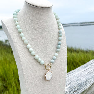 amazonite beaded charm necklace