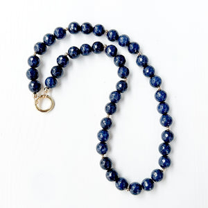 navy sapphire beaded charm necklace