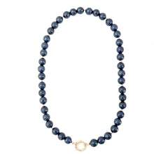 navy sapphire beaded charm necklace