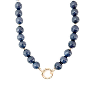 navy sapphire beaded charm necklace