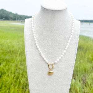 SLIDER STYLE rice pearl heirloom charm necklace