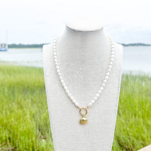 SLIDER STYLE rice pearl heirloom charm necklace