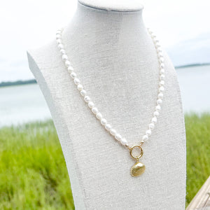 SLIDER STYLE rice pearl heirloom charm necklace