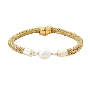 pearl girl bracelet {gold rope}