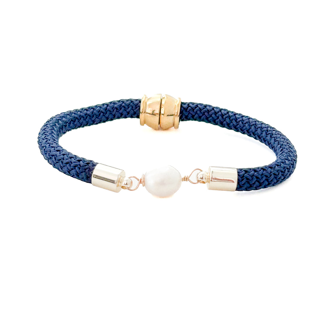 pearl girl bracelet {navy rope}