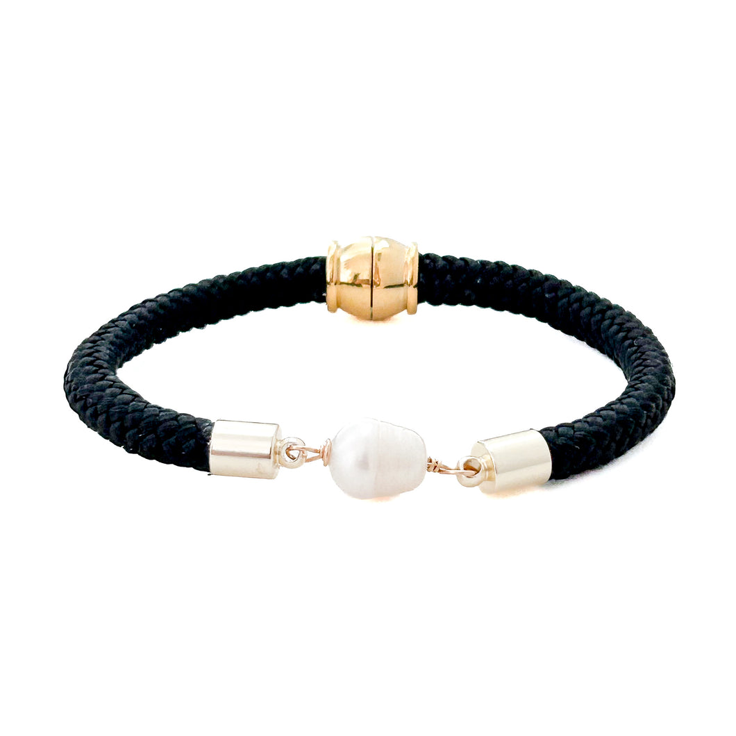 pearl girl bracelet {black rope}