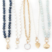 navy sapphire beaded charm necklace