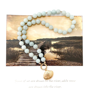 amazonite beaded charm necklace