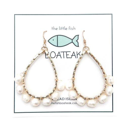 class-sea mini schooner pearl wrapped earrings