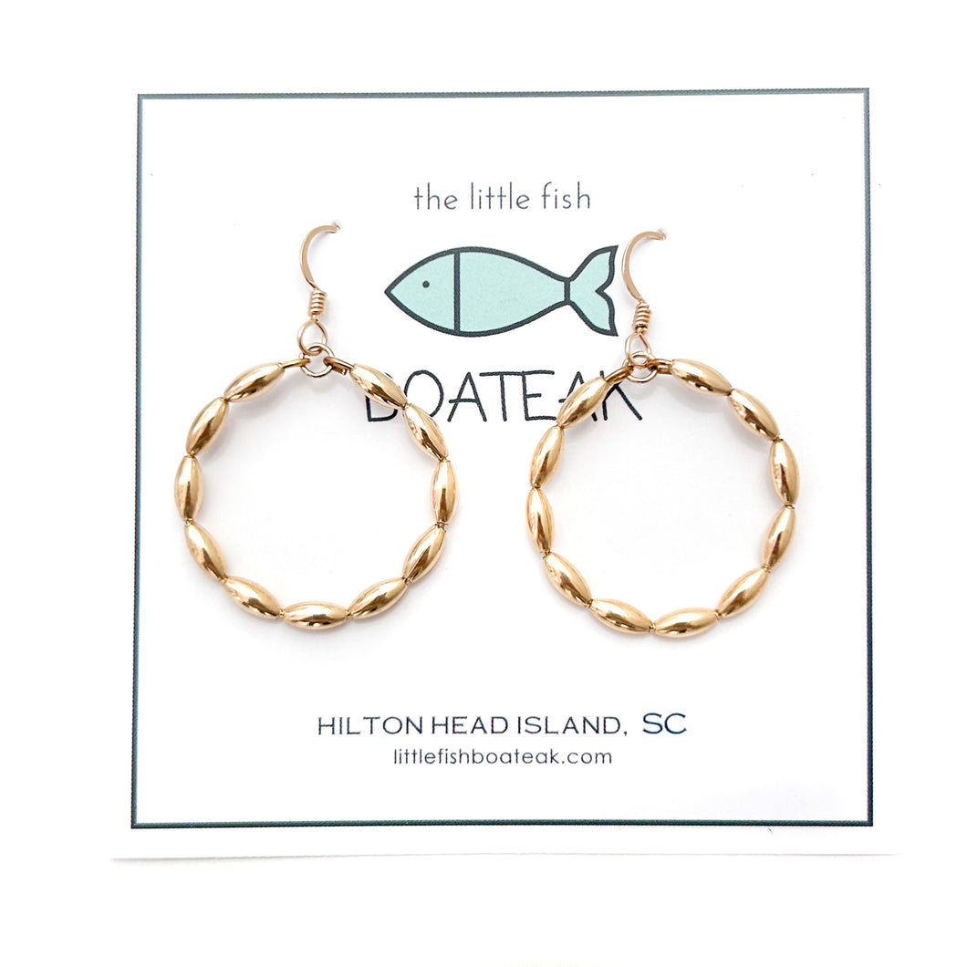 Charleston rice bead hoops {small} gold