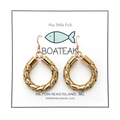 gold leather hoops-small