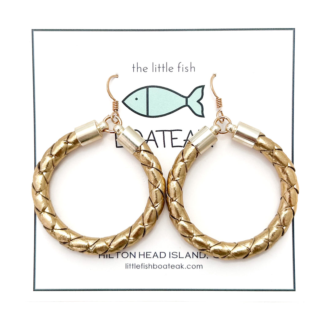 gold leather hoops-large