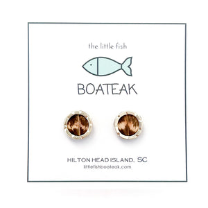 pheasant feather porthole studs gold