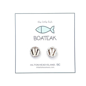 zebra feather porthole studs silver