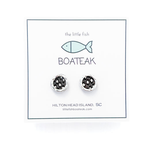 guinea feather porthole studs silver