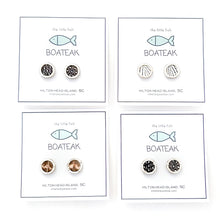 zebra feather porthole studs silver