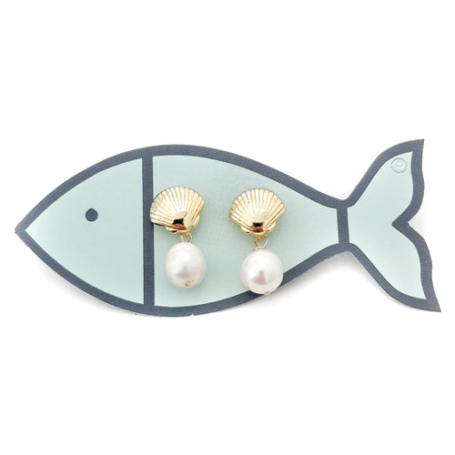 clamshell pearl dangles