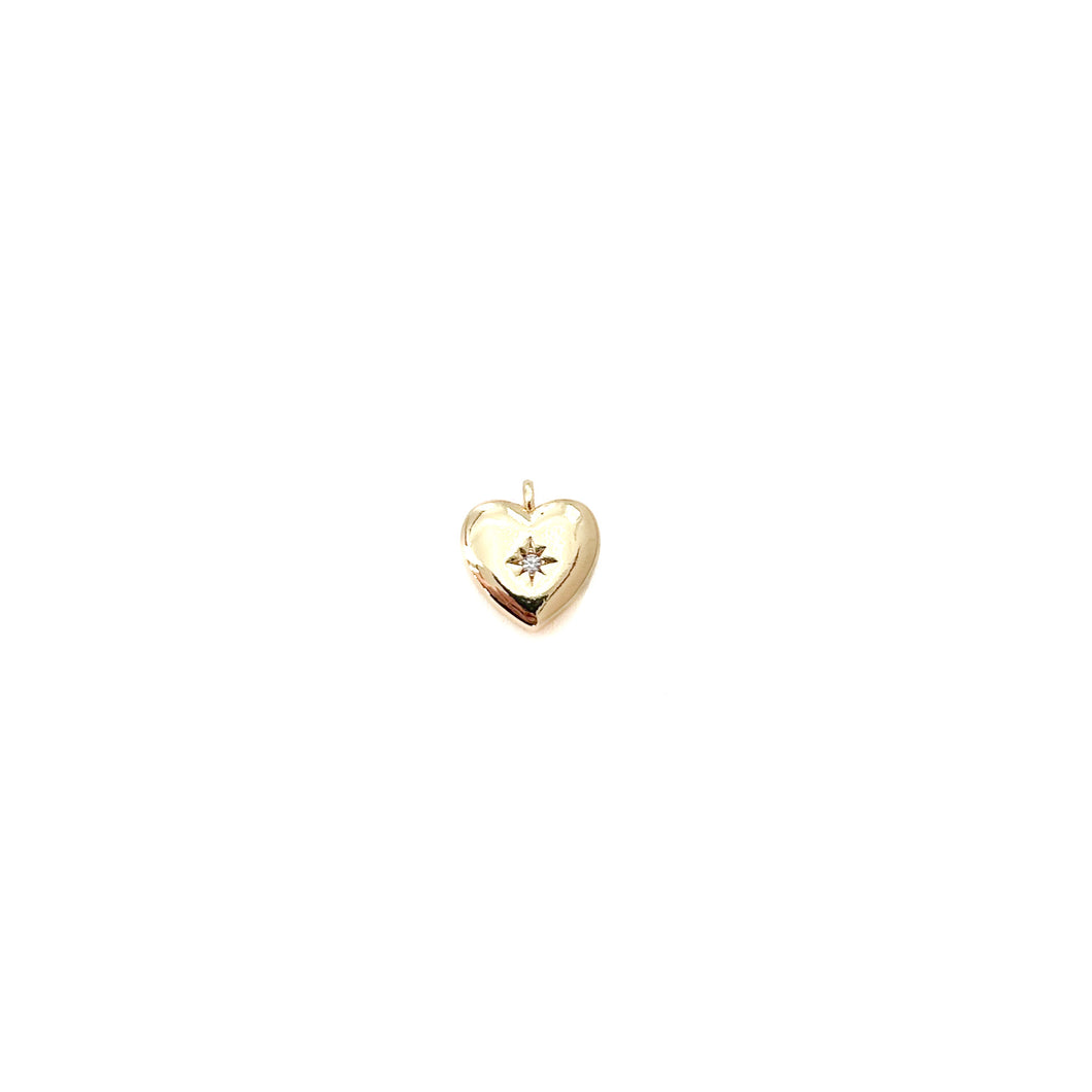 puffy heart CZ- BRACELET CHARM