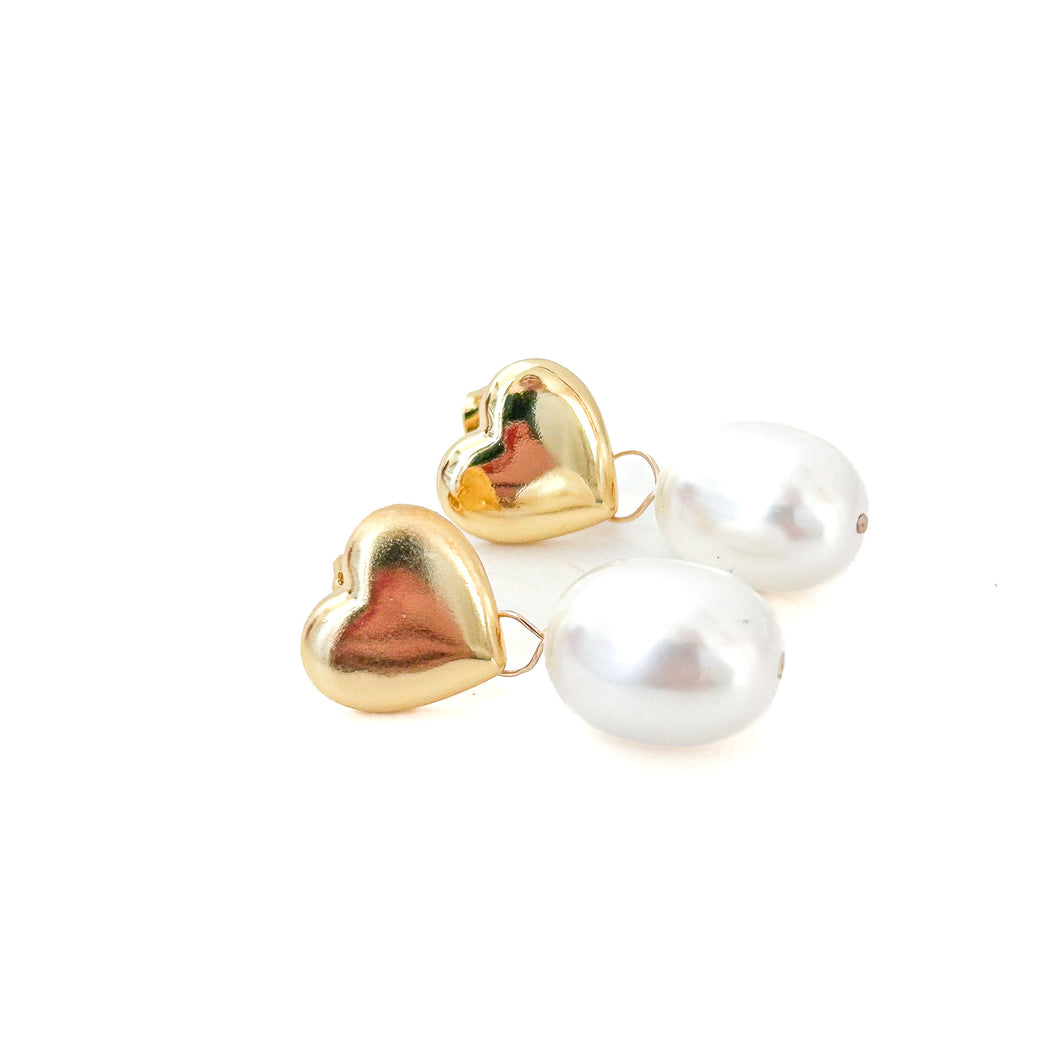 heart pearl dangles