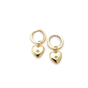 CZ puffy heart hoops