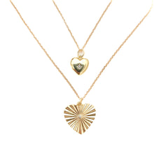 CZ fan heart charm dainty chain necklace