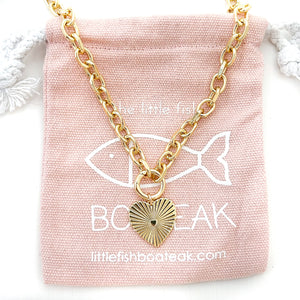 fanned heart chunky chain necklace