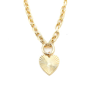 fanned heart chunky chain necklace