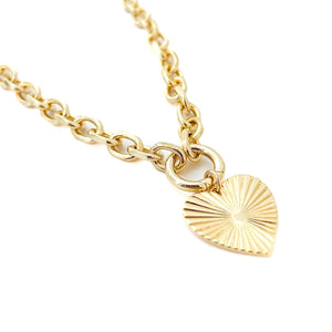 fanned heart chunky chain necklace