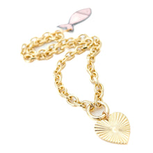 fanned heart chunky chain necklace