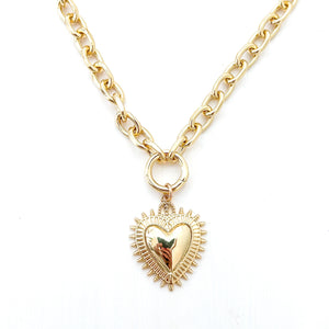 spiked heart chunky chain necklace