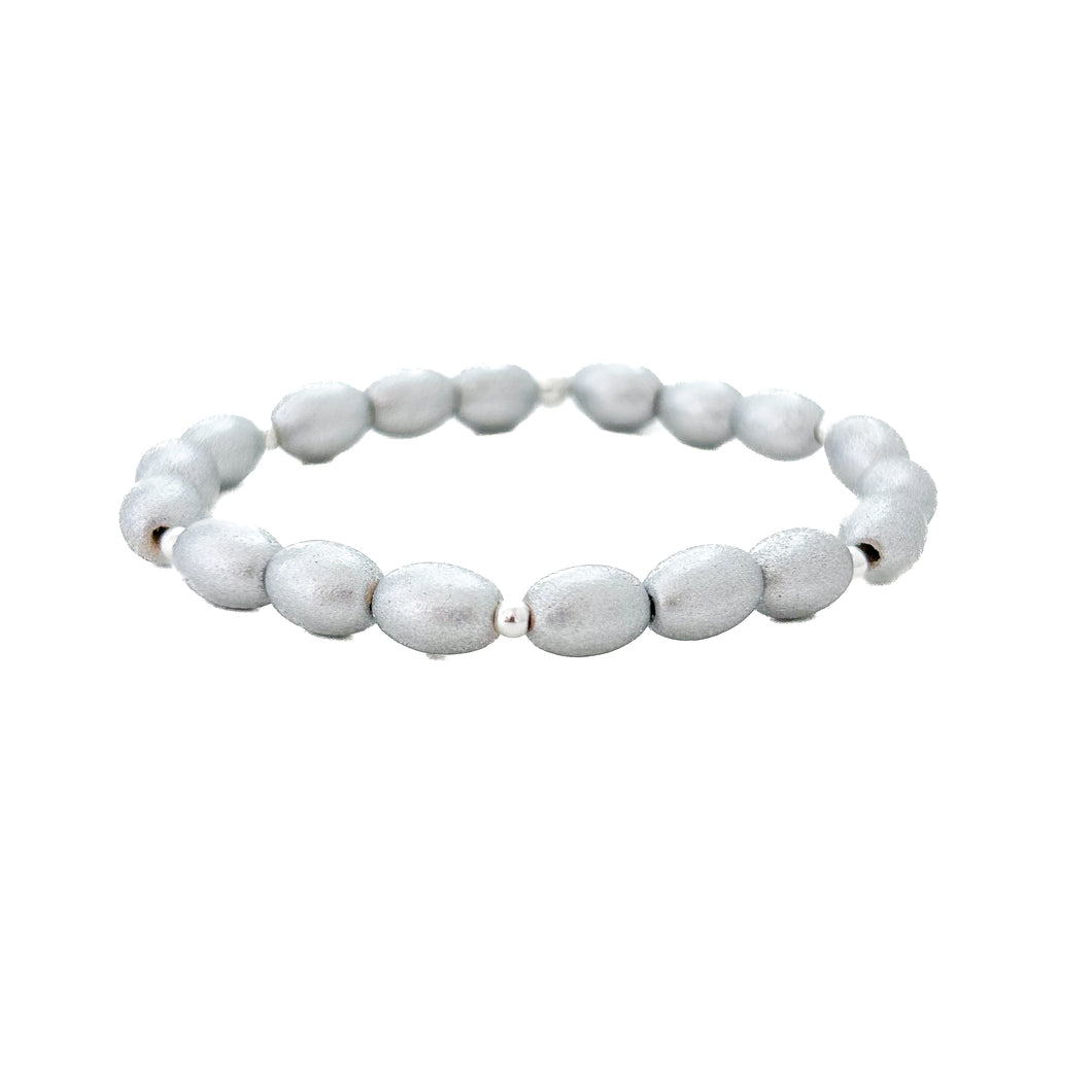 silver rice bead bracelet