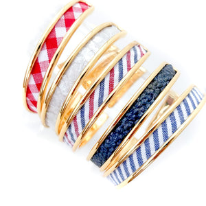 yacht hopper bangle {navy boa}- silver
