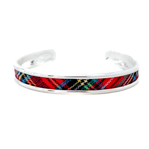 yacht hopper bangle {thin} tournament plaid-silver