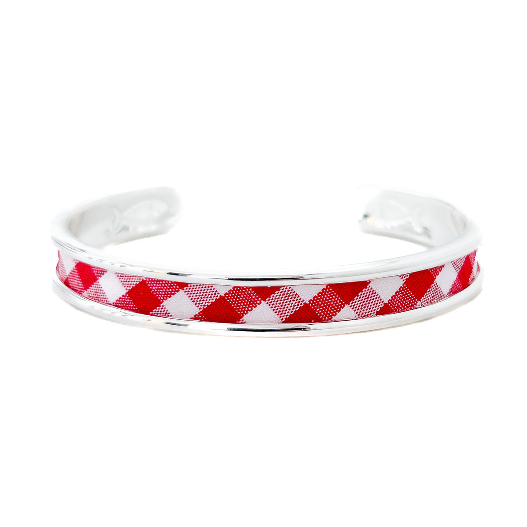 yacht hopper bangle {picnic plaid}- silver