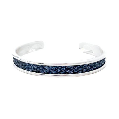 yacht hopper bangle {navy boa}- silver