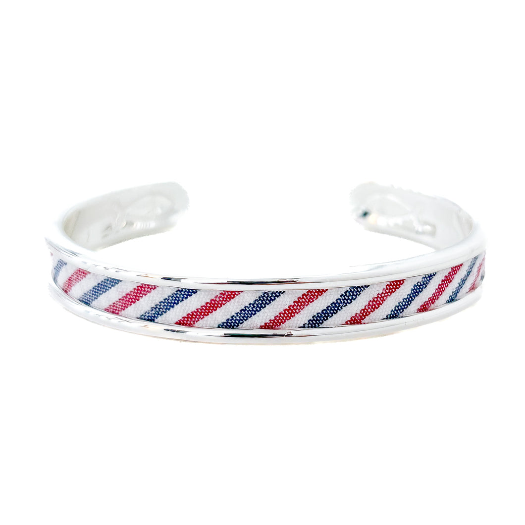 yacht hopper bangle {americana seersucker}- silver