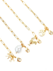 faux pearl paperclip chain bracelet