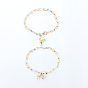 faux pearl paperclip chain bracelet